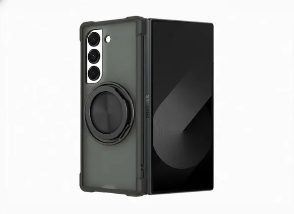 Gray_Premium_Protective_Case_For_Samsung_Z_Fold_6,_Slim_Ring_Holder_Design,_Matte_Black_Finish,_Shockproof_Camera_Protection