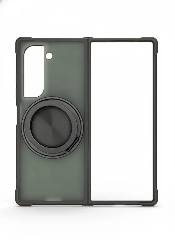 Gray_Premium_Protective_Case_For_Samsung_Z_Fold_6,_Slim_Ring_Holder_Design,_Matte_Black_Finish,_Shockproof_Camera_Protection
