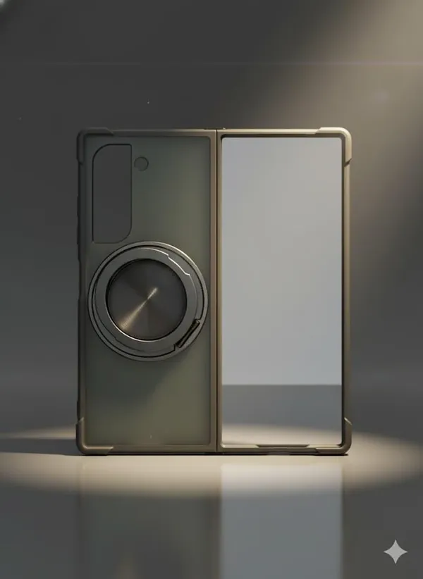 Gray_Premium_Protective_Case_For_Samsung_Z_Fold_6,_Slim_Ring_Holder_Design,_Matte_Black_Finish,_Shockproof_Camera_Protection