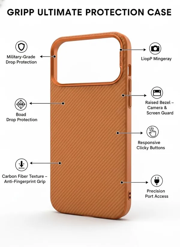 Orange_Premium_Gripp_Carbon_Fiber_Case_For_Iphone_17_Pro/Pro_Max,_Carbon_Fiber_Texture,_Military-Grade_Drop_Protection,_Raised_Camera_Bezel_(Iphone_17_Pro_Max)