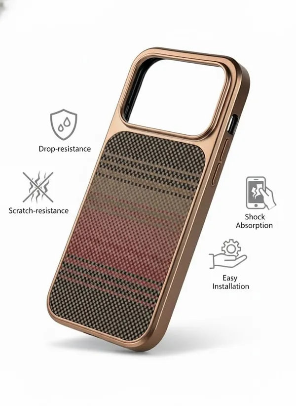 Rose_Gold_Premium_Carbon_Fiber_Case_For_Iphone_17_Pro/Pro_Max,_Rose_Gold_Metal_Frame,_Drop-Resistant_Protective_Cover_With_Shock_Absorption,_Scratch-Resistant_Design_(Iphone_17_Pro_Max)