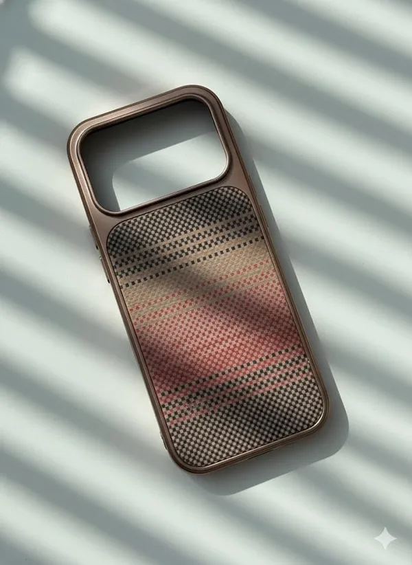 Rose_Gold_Premium_Carbon_Fiber_Case_For_Iphone_17_Pro/Pro_Max,_Rose_Gold_Metal_Frame,_Drop-Resistant_Protective_Cover_With_Shock_Absorption,_Scratch-Resistant_Design_(Iphone_17_Pro_Max)