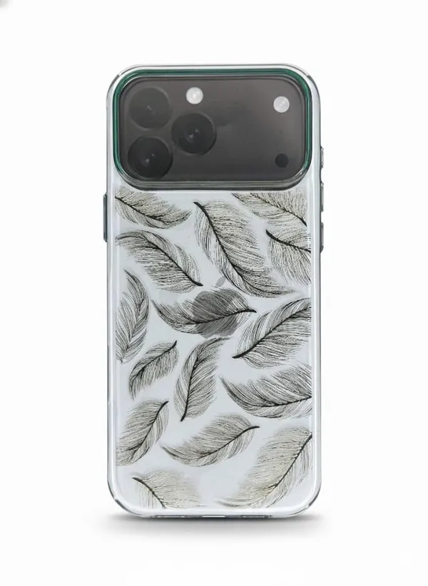 Silver_Premium_Clear_Feather_Pattern_Case_For_Iphone_17_Pro/Pro_Max,_Transparent_Protective_Cover_With_Elegant_Gold_And_Silver_Design_(Golden,_Iphone_17_Pro)