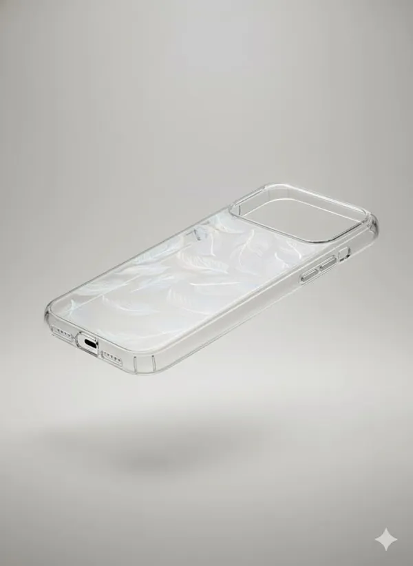 Gold_And_Blue_Premium_Clear_Feather_Pattern_Case_For_Iphone_17_Pro/Pro_Max,_Transparent_Protective_Cover_With_Elegant_Design_(Rainbow,_Iphone_17_Pro)