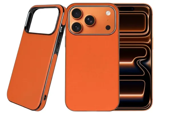 Orange_&_Black_Premium_Protective_Case_For_Iphone_17_Pro/Pro_Max,_Orange_Leather_With_Black_Metal_Frame,_Slim_Profile_Design,_Camera_Protection_(Iphone_17_Pro_Max)