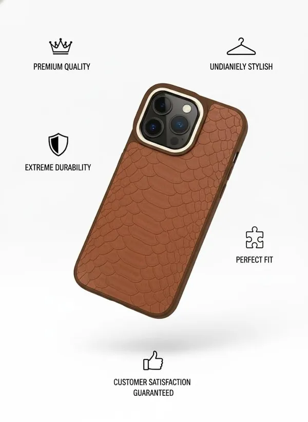 Brown_Premium_Snake_Pattern_Leather_Case_For_Iphone_16_Pro/Pro_Max,_Brown_Protective_Cover_With_Camera_Protection,_Metallic_Finish,_Design_(Iphone_16_Pro_Max)