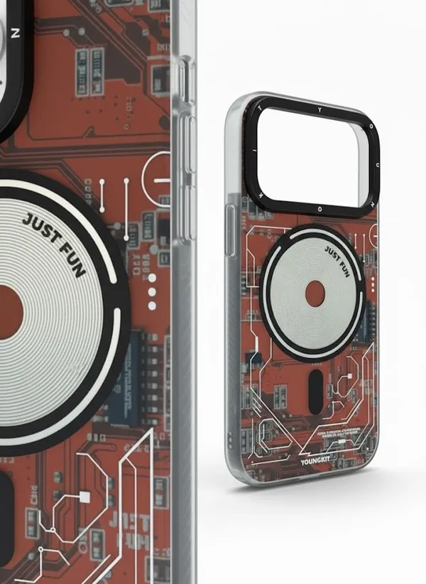 Transparent_Youngkitt_Premium_Circuit_Board_Printed_Case_For_Iphone_17_Pro/Pro_Max,_Transparent-Silicone_Design_With_Just_Fun_Pattern,_Protective_Cover_(Iphone_17_Pro_Max)
