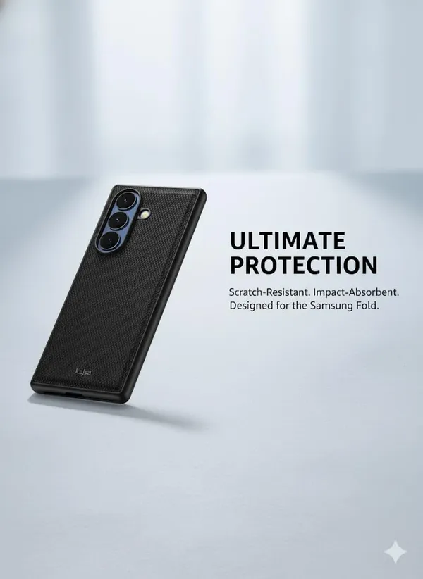 Black_Premium_Protective_Case_For_Samsung_Galaxy_Z_Fold_7,Premium_Soft_Rubber_Back_Textured_Design,_Dual-Layer_Protection_With_Camera_Cutout