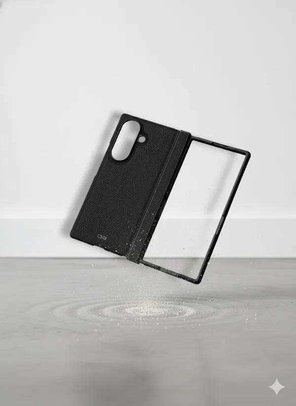 Black_Premium_Protective_Case_For_Samsung_Galaxy_Z_Fold_7,Premium_Soft_Rubber_Back_Textured_Design,_Dual-Layer_Protection_With_Camera_Cutout