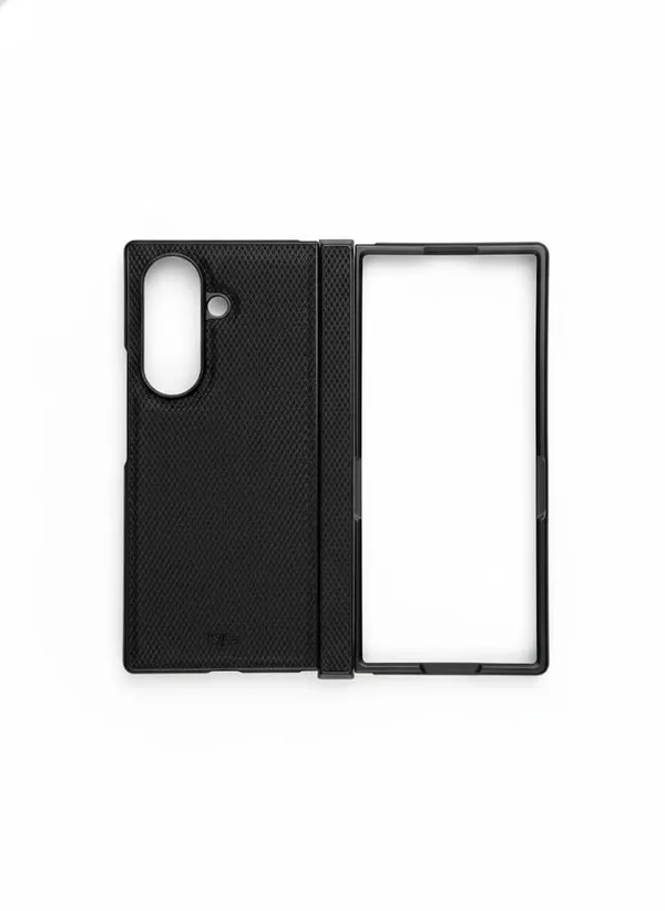 Black_Premium_Protective_Case_For_Samsung_Galaxy_Z_Fold_7,Premium_Soft_Rubber_Back_Textured_Design,_Dual-Layer_Protection_With_Camera_Cutout