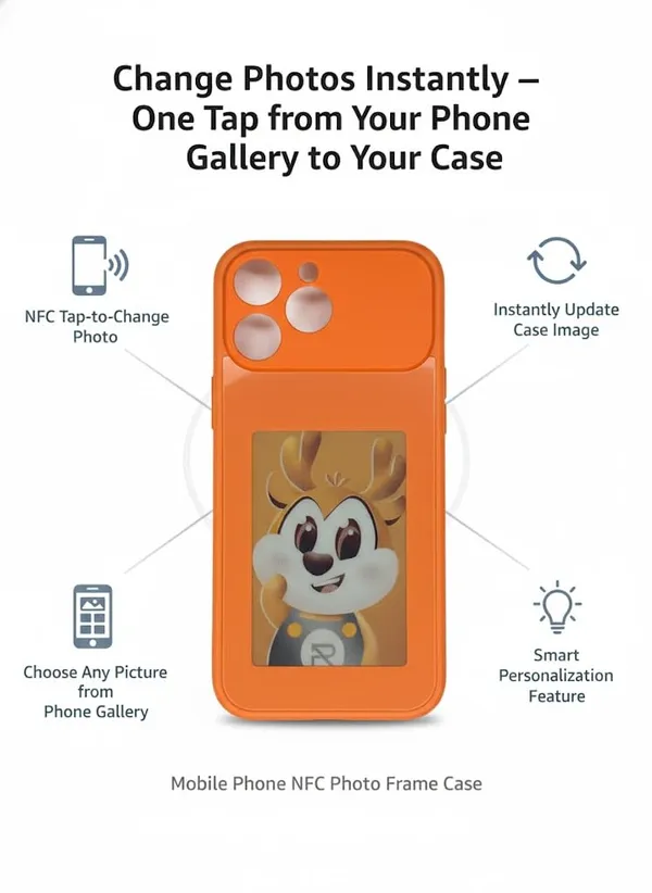 Orange_Nfc_Smart_Photo_Frame_Phone_Case_For_Iphone_17_Pro/Pro_Max,_Orange_Protective_Cover_With_Instant_Picture_Change_Technology,_Tap-To-Update_Display_(Iphone_17_Pro_Max)