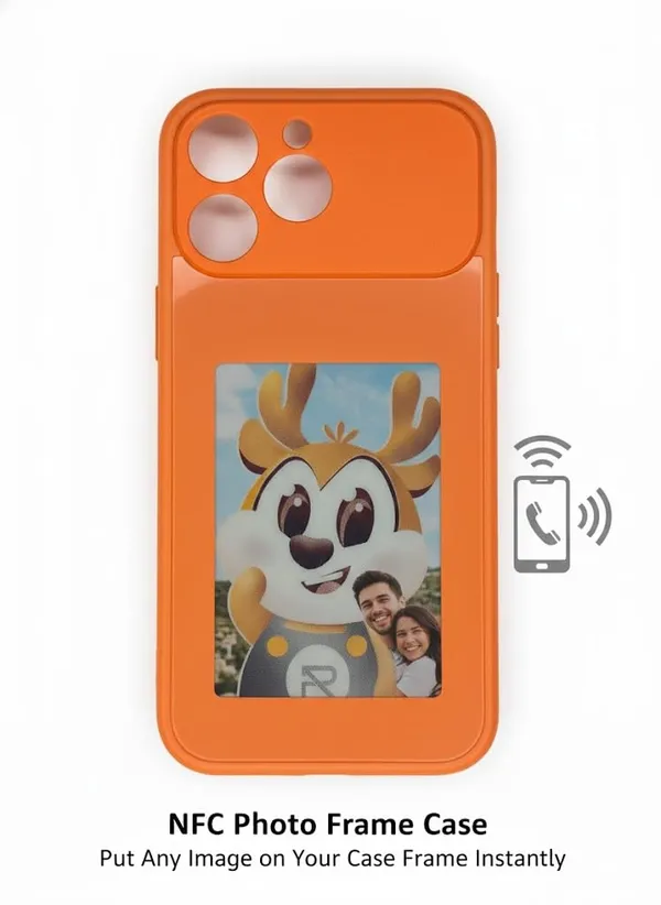 Orange_Nfc_Smart_Photo_Frame_Phone_Case_For_Iphone_17_Pro/Pro_Max,_Orange_Protective_Cover_With_Instant_Picture_Change_Technology,_Tap-To-Update_Display_(Iphone_17_Pro_Max)