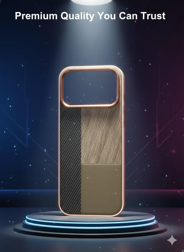 Black_&_Beige_Heena_Tri-Pattern_Case_For_Iphone_17_Pro_Carbon_Fiber_With_Brushed_Metal_And_Leather_Design,_Protective_Slim_Cover_(Black-Beige-Heena,_Iphone_17_Pro/Pro_Max)