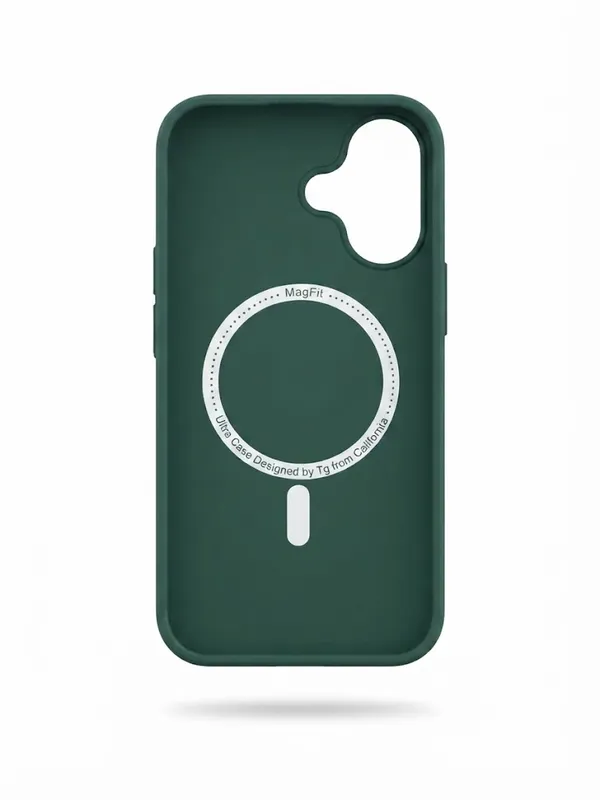 AK_Premium_Glass_Finish_Back_Case_with_Metal_Frame_&_Camera_Lens_Protection_for_iPhone_16_(Dark_Forest_Green)
