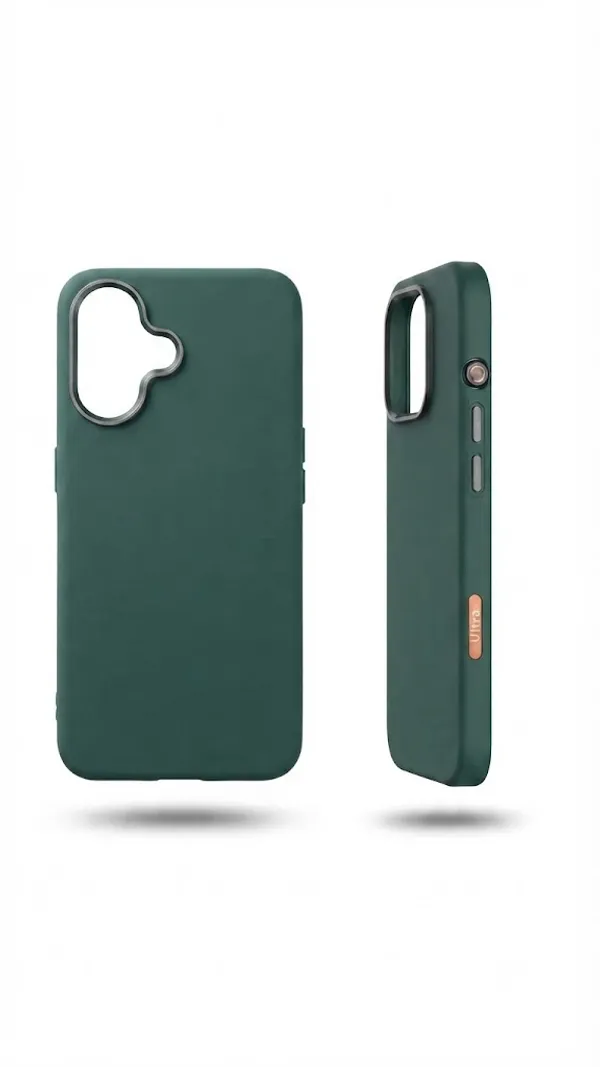 AK_Premium_Glass_Finish_Back_Case_with_Metal_Frame_&_Camera_Lens_Protection_for_iPhone_16_(Dark_Forest_Green)