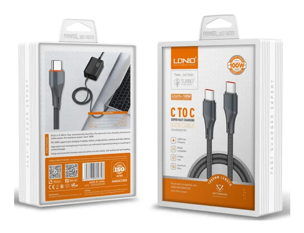 LDNIO_100W_USB-C_to_USB-C_Super_Fast_Charging_Data_Cable_|_PD_Fast_Charge_|_E-Mark_Chip_|_Aluminum_Alloy_|_1_Meter_Braided_Cable