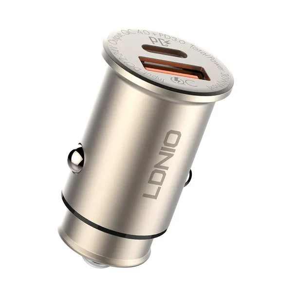 LDNIO_30W_USB-C_PD_+_QC4.0_Fast_Car_Charger_|_Compact_Metal_Mini_Design_|_Single_Port_High-Speed_Charging