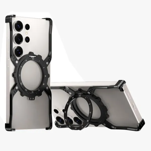Luxury_Mechanical_Gear_Ring_Stand_Magnetic_Phone_Case_with_Aluminium_Alloy_Metal_Bumper,_360°_Rotating_Kickstand,_Luminous_Dial_&_Wireless_Charging_Support_–_Shockproof_Transparent_Back_Cover