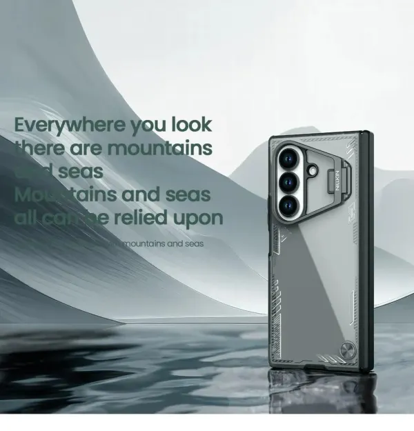NILLKIN_Iceblade_Series_Case_for_Samsung_Galaxy_Z_Fold_7_|_Built-in_Kickstand_&_Camera_Shield_|_Slim_Transparent_Hard_Back_with_TPU_Hinge_Protection_|_Shockproof_Premium_Foldable_Cover