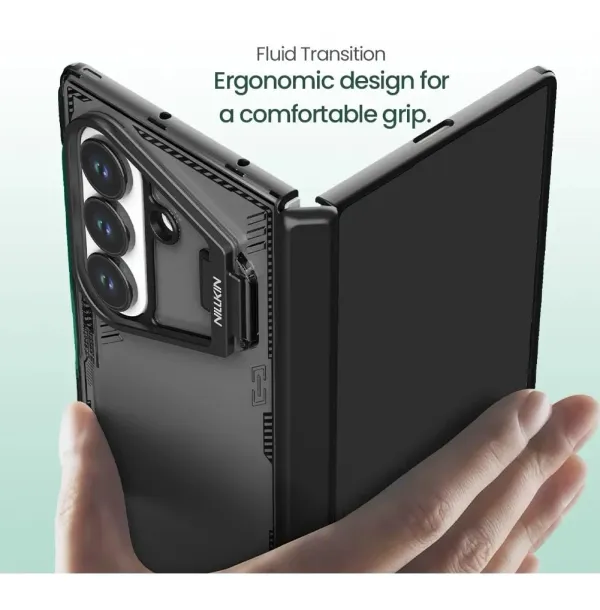 NILLKIN_Iceblade_Series_Case_for_Samsung_Galaxy_Z_Fold_7_|_Built-in_Kickstand_&_Camera_Shield_|_Slim_Transparent_Hard_Back_with_TPU_Hinge_Protection_|_Shockproof_Premium_Foldable_Cover