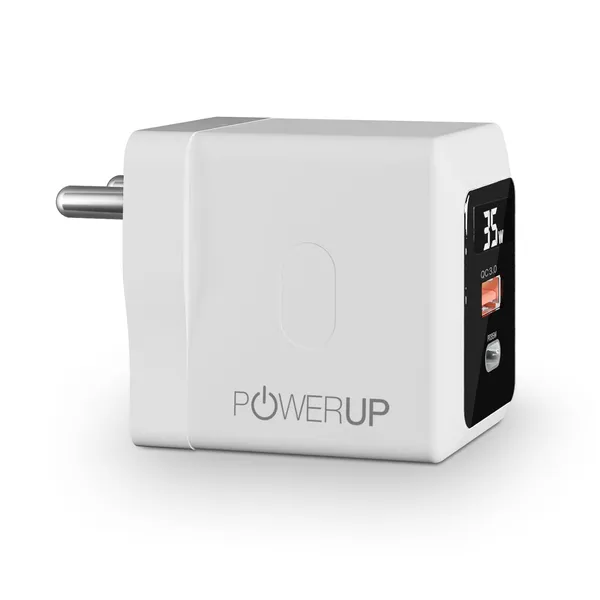 POWERUP_35W_GaN_Fast_Charger_with_Digital_Display_|_PD_35W_Type-C_+_QC_3.0_USB-A_|_Dual_Port_Fast_Wall_Charger_for_iPhone,_Android,_Tablets_&_Laptops