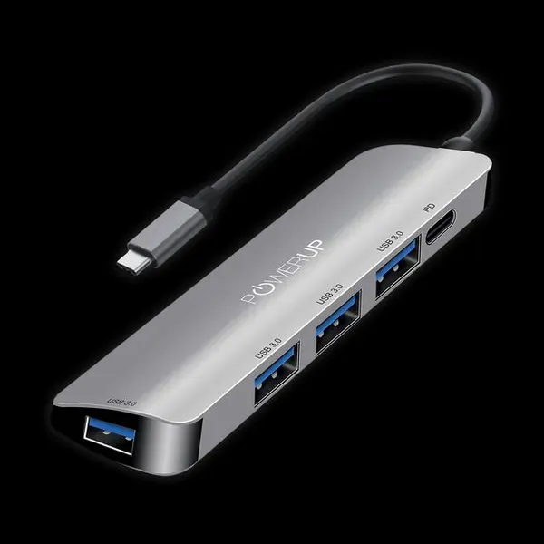 PowerUp_Elite_Micro_5-in-1_USB-C_Hub_|_4×_USB_3.0_+_Type-C_PD_|_Metal_Body_|_5Gbps_Data_Transfer