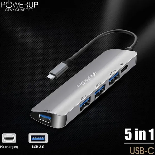 PowerUp_Elite_Micro_5-in-1_USB-C_Hub_|_4×_USB_3.0_+_Type-C_PD_|_Metal_Body_|_5Gbps_Data_Transfer