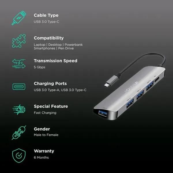 PowerUp_Elite_Micro_5-in-1_USB-C_Hub_|_4×_USB_3.0_+_Type-C_PD_|_Metal_Body_|_5Gbps_Data_Transfer