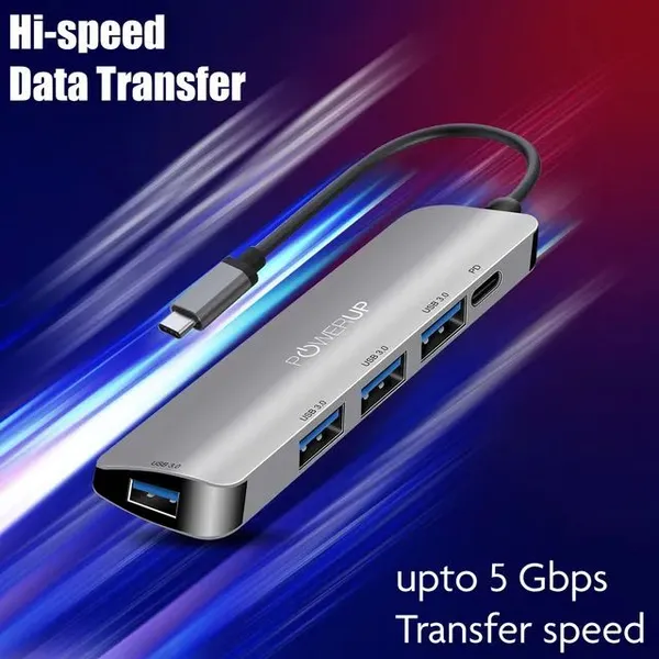 PowerUp_Elite_Micro_5-in-1_USB-C_Hub_|_4×_USB_3.0_+_Type-C_PD_|_Metal_Body_|_5Gbps_Data_Transfer