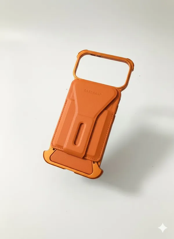 Premium_Metal_Frame_Phone_Case_with_Leather_Back_&_MagSafe_Detachable_Wallet,_Kickstand_&_Carry_Handle