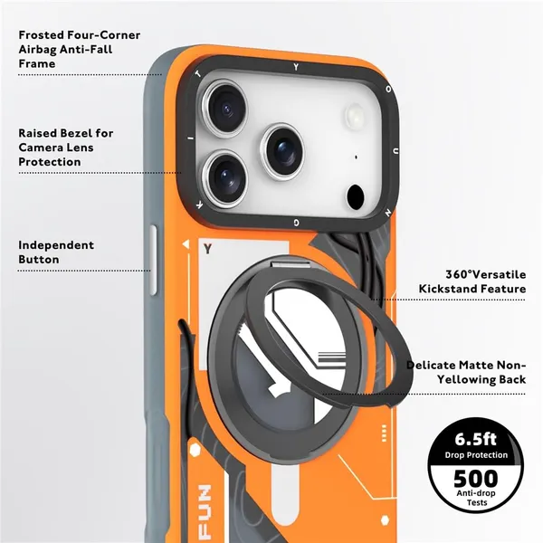 YONGKIT_MagSafe_Case_for_iPhone_17_Pro_/_17_Pro_Max_with_360°_Rotating_Kickstand,_Military_Grade_Drop_Protection,_Frosted_Matte_Anti-Yellow_Back,_Shockproof_Magnetic_Protective_Cover