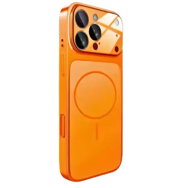 Orange__Premium_Metal_I_Phone_14_Pro_Max_Into_17_Pro_Series_Case,_Coral_Orange_Silicone,_Wireless_Charging_Compatible,_Camera_Protection,_Professional_Design