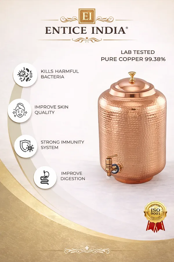 Entice_India____Pure_Hammered_Copper_Water_Dispenser_with_Tap