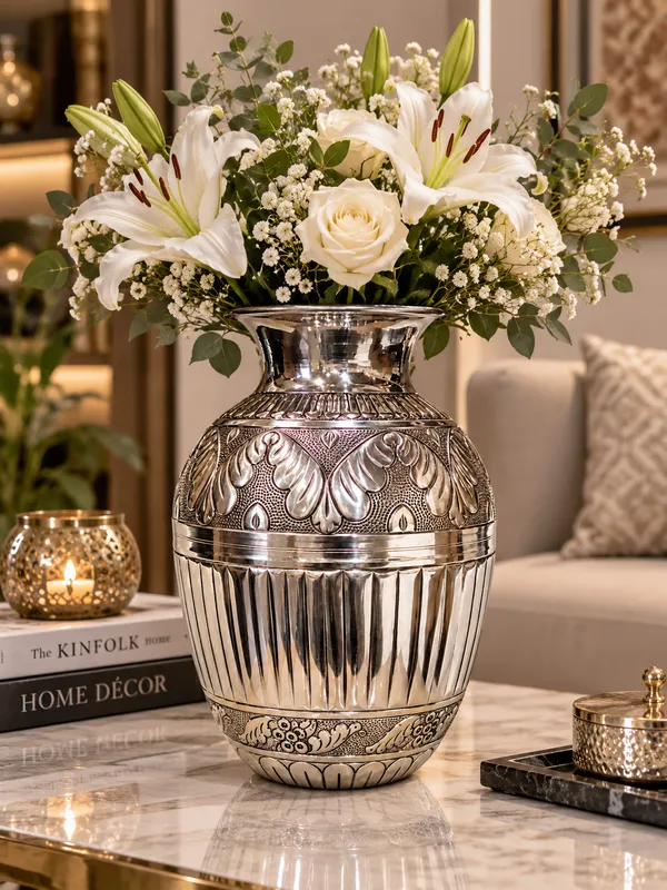 Handcrafted_Aluminum_Decorative_Flower_Vase_|_Textured_&_Engraved_Metal_Vase_|_Elegant_Home_Decor_for_Living_Room,_Bedroom,_Office_&_Entryway_|_30.5_cm