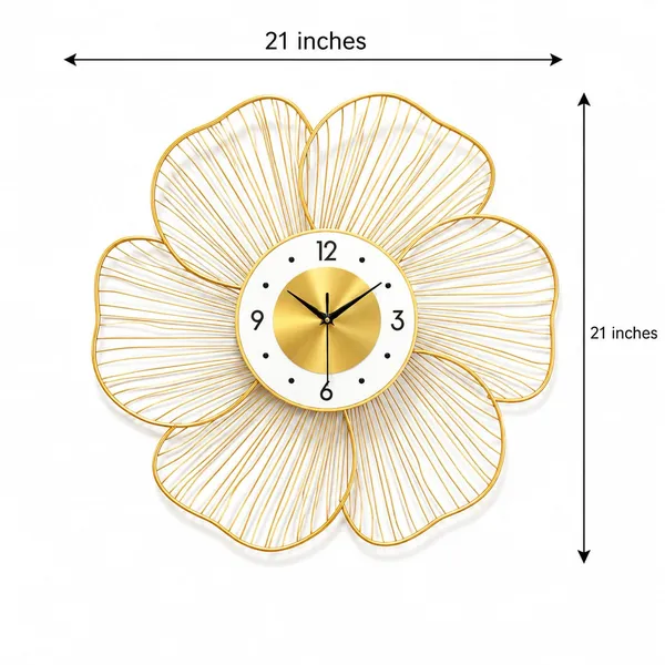 Floral_Gold_Metal_Wall_Clock_21x21"_–_Decorative_Silent_Wall_Clock