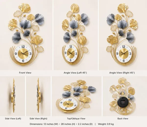 Gold_&_Silver_Floral_Metal_Wall_Clock_–_Modern_Silent_Wall_Clock