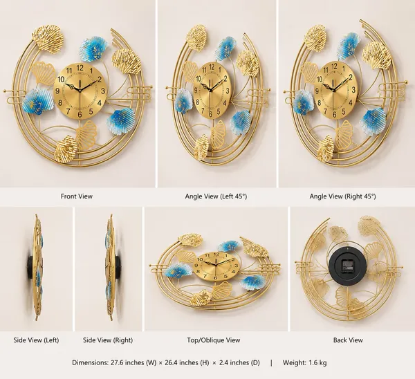 Luxury_Round_Gold_Metal_Wall_Clock_with_Blue_Ginkgo_Leaves_–_Modern_Decorative_Silent_Clock