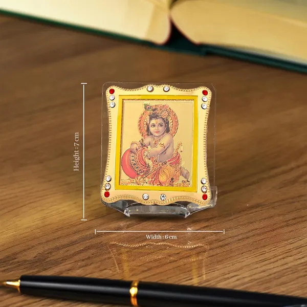 Gopal_Krishna/Laddu_Gold_Plated_Frame_Idol_For_Car_Dashboard,_Home_Temple,_Office_Desk_&_Pooja