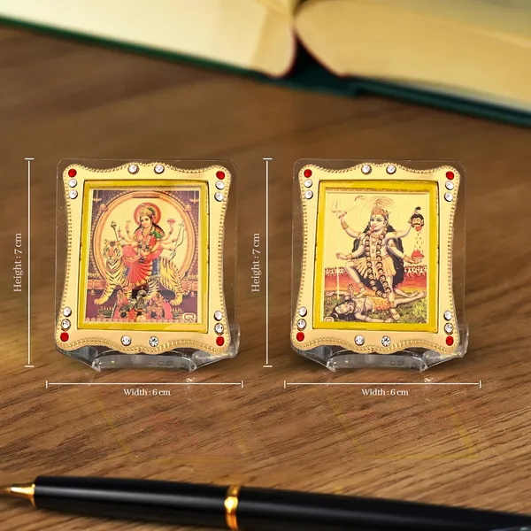 Combo_of_Goddess_Maa_Durga_And_Goddess_Maa_Maha_Kali_Gold_Plated_Frame_Idol_For_Car_Dashboard,_Home_Temple,_Office_Desk_&_Pooja
