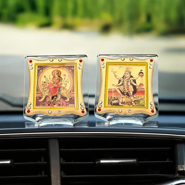 Combo_of_Goddess_Maa_Durga_And_Goddess_Maa_Maha_Kali_Gold_Plated_Frame_Idol_For_Car_Dashboard,_Home_Temple,_Office_Desk_&_Pooja