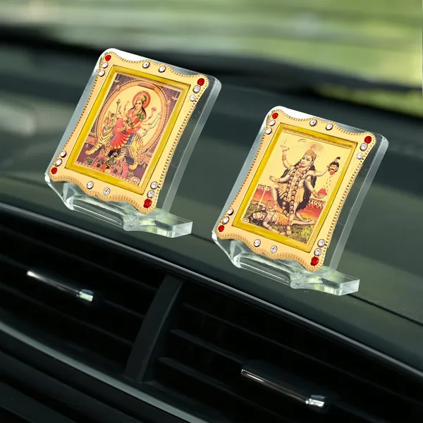 Combo_of_Goddess_Maa_Durga_And_Goddess_Maa_Maha_Kali_Gold_Plated_Frame_Idol_For_Car_Dashboard,_Home_Temple,_Office_Desk_&_Pooja