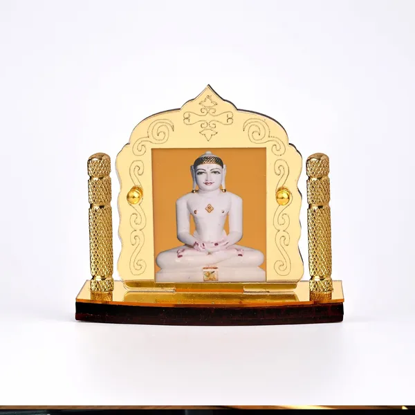 Jain_Mahavir_Gold_Plated_Temple_Shaped_Idol_For_Car_Dashboard,_Home_Temple,_Office_Desk_&_Pooja