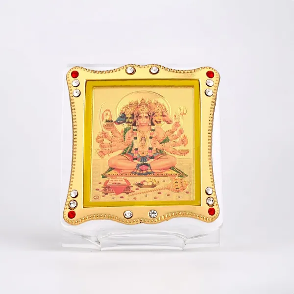 Panchmukhi_Hanuman_Gold_Plated_Frame_Idol_For_Car_Dashboard,_Home_Temple,_Office_Desk_&_Poojar