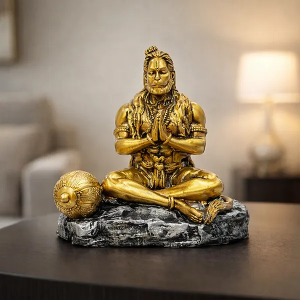 Antique_Gold_Lord_Hanuman_Idol_with_Gada_|_Divine_Sitting_Bajrangbali_Statue_for_Temple,_Office_&_Spiritual_Decor