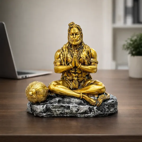 Antique_Gold_Lord_Hanuman_Idol_with_Gada_|_Divine_Sitting_Bajrangbali_Statue_for_Temple,_Office_&_Spiritual_Decor