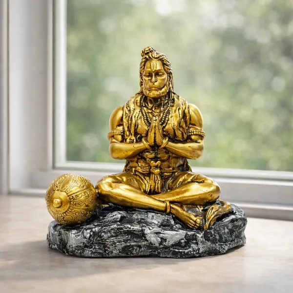 Antique_Gold_Lord_Hanuman_Idol_with_Gada_|_Divine_Sitting_Bajrangbali_Statue_for_Temple,_Office_&_Spiritual_Decor