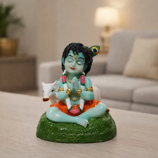 Bal_Krishna_with_Calf_Idol_|_Bal_Gopal_/_Laddu_Gopal_Krishna_Statue_for_Car_Dashboard,_Home_Temple_&_Mandir_Decor_|_Hand-Painted_Hindu_God_Murti_for_Pooja,_Gifting_&_Vastu_|_Height_7.7_cm