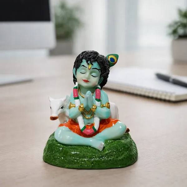 Bal_Krishna_with_Calf_Idol_|_Bal_Gopal_/_Laddu_Gopal_Krishna_Statue_for_Car_Dashboard,_Home_Temple_&_Mandir_Decor_|_Hand-Painted_Hindu_God_Murti_for_Pooja,_Gifting_&_Vastu_|_Height_7.7_cm
