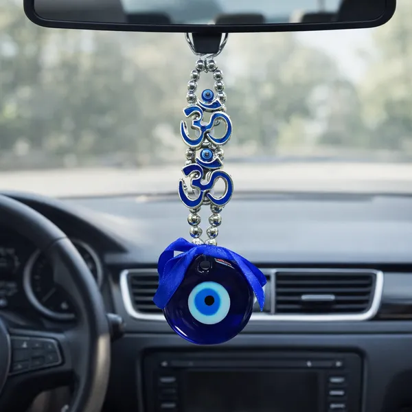 Om_Design_Short_Evil_Eye_Hanging_for_Wall_Door_&_Car_|_Silver_Blue_Om_D�cor_Nazar_Battu_|_Vastu_Spiritual_Wall_Hanging_Protection_Charm_for_Home_Office_Entrance