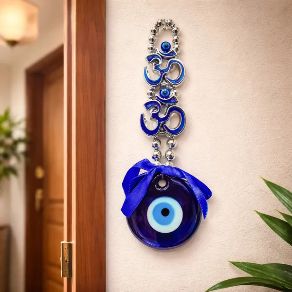 Om_Design_Short_Evil_Eye_Hanging_for_Wall_Door_&_Car_|_Silver_Blue_Om_D�cor_Nazar_Battu_|_Vastu_Spiritual_Wall_Hanging_Protection_Charm_for_Home_Office_Entrance